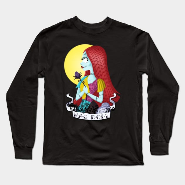 Nightmare Before Christmas Sally Rag Doll Long Sleeve T-Shirt by NikkiWardArt